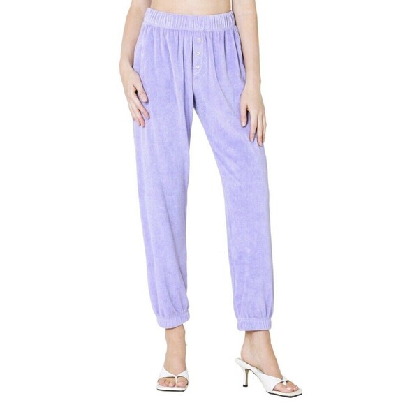 Donni. Lilac Terry Pants Large Size Women’s Purple Joggers Pockets Cozy NEW NWOT - Picture 1 of 8